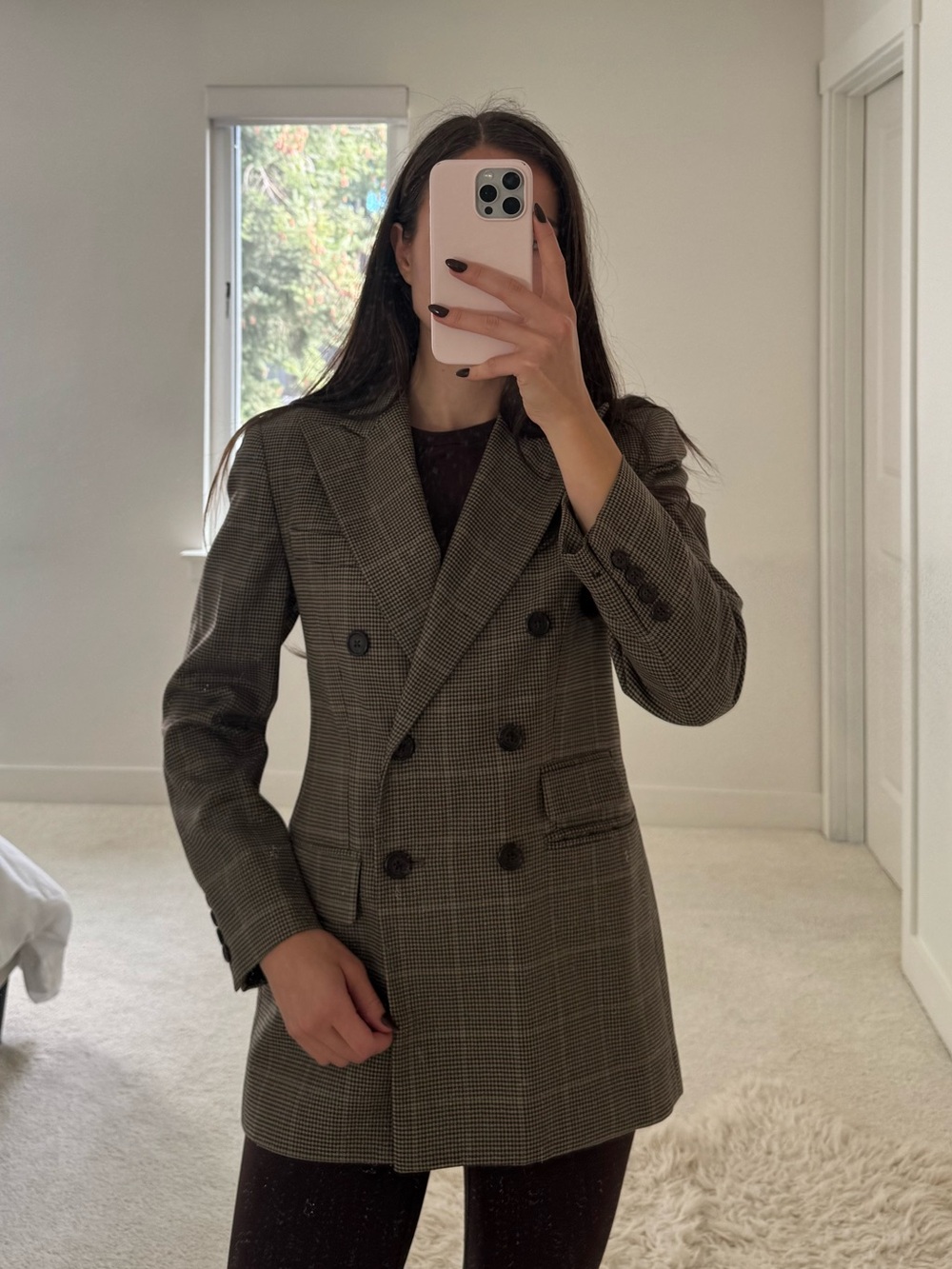 Lauren Ralph Lauren Olive Plaid Double-Breasted Blazer Jacket